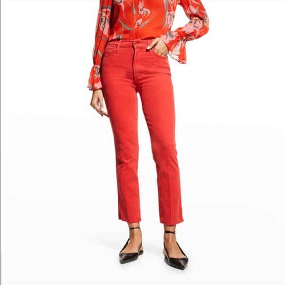 MOTHER Jeans Mother High Waisted Rascal Ankle Fray Denim Jeans In